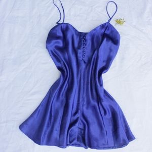 Vintage Romper Lingerie Cacique Chemise Navy Blue
